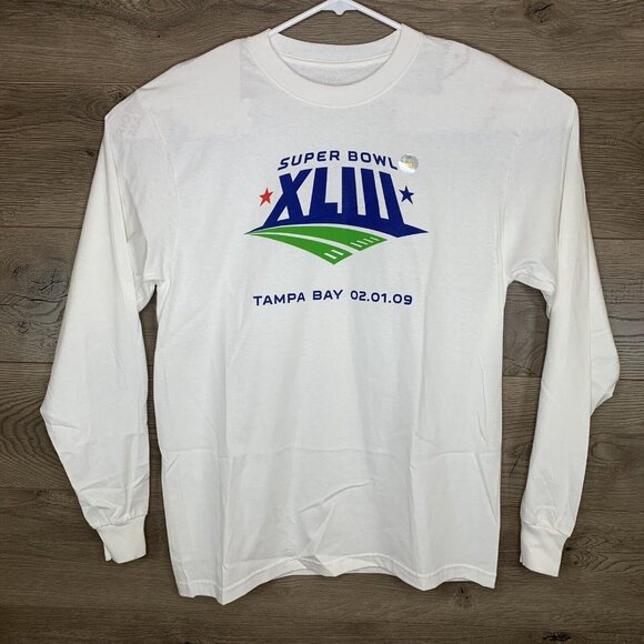 Reebok Super Bowl XLIII Long Sleeve White Shirt Mens L 100% Cotton Tampa Bay 02. - Picture 2 of 6